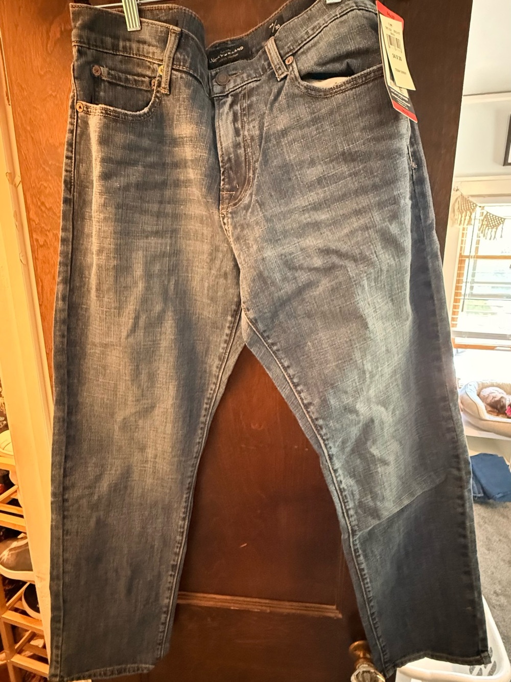 Lucky Brand Men's Washed Blue Straight Jeans 34x30 medium wash